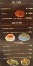 Menu Restaurant Olympia - Plats, soupes, salades