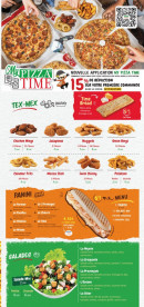 Menu Pizza Time - Les tex mex, paninis et salades,...