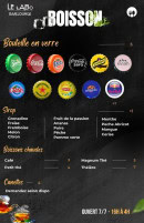 Menu Le Labo - Les bouteilles en verre, sirops et boissons chaudes,...