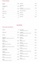 Carte et menu de Pizzeria Ritorante Luna Rossa à Romainville — Les boissons et pizzas
