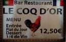 Menu Le Coq D'or - Entreés, plats, desserts