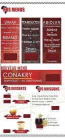 Menu Tombouctou - Les menus, desserts et boissons