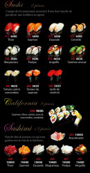 Menu Lilas Exquis - Les sushis, sashimis..........