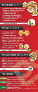 Menu Pizza Beneto - Les entrées, pâtes, paninis et salades