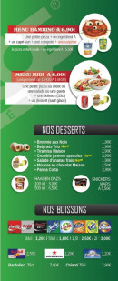 Menu Pizza Beneto - Les menus, desserts et boissons