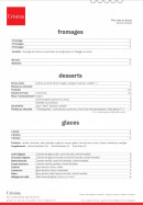 Menu Cristina Pizzeria - Fromages, desserts et glaces