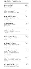 Menu Pizza News - Pizzas Base Tomate Senior