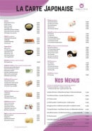 Menu Sushi'n'Thai - La carte japonaise