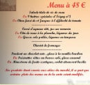 Carte et menu de Auberge du Tourlourou à Tremblay en France — Le menu à 48€