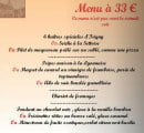 Carte et menu de Auberge du Tourlourou à Tremblay en France — Le menu à 33€