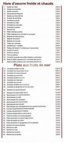 Menu La Maison du Bonheur - Hors d'oeuvre et plat aux fruits de mer