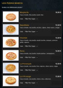 Carte et menu de La Renaissance à Tremblay en France — Les pizzas basics