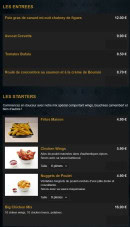 Carte et menu de La Renaissance à Tremblay en France — Les entrées et starters
