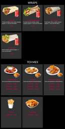 Menu La Tour de Pizz - Les wraps et tex mex