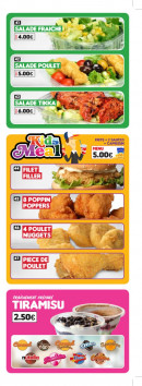 Menu Chicken Spot - Les salades, menu enfant et tiramisu