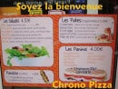 Menu Chrono Pizza - salades, pates,paninis