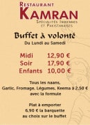 Menu Restaurant Kamran - Le buffet à volontés