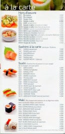 Menu Kyotoma - A la carte : sashimi, sushi et maki