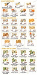 Menu Wasabi - Les futomakis et makis