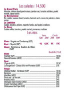 Menu Le Grand Paris - Les salades et vins