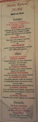 Menu Le Rawal - Menu rawal