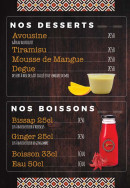 Menu La bonne bouffe - Les desserts et boissons