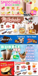 Menu The 100% - Les smoothies, milkshakes et desserts,.