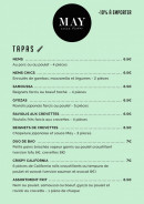 Menu May Asian Bistro - Les tapas