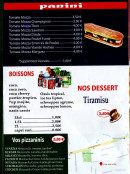 Menu Bonne Pizzas - Les paninis, desserts et boissons