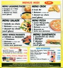 Menu B.B Pizza - Les menus midi 