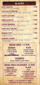 Menu Café du Centre - Glaces et menus 