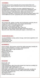 Menu New George's - les viandes et les poissons,  les desserts et les glaces