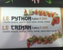 Menu Buzz sushi - Le python et caiman