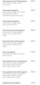 Menu Le Mirage - Les pizzas géantes page  4