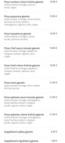 Menu Le Mirage - Les pizzas géantes page  5
