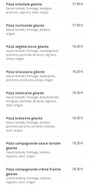 Menu Le Mirage - Les pizzas géantes page 2