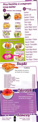 Menu Sushi Street - sushis et chirashi