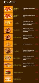 Menu planete pizza - Les tex mex