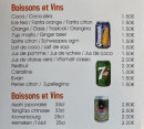 Menu Xingyue - Les boissons et vins