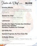Menu Péra - Festin du chef