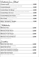 Menu Péra - Les cocktails sans alcool, milkshakes et smoothies