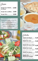 Menu Péra - Les soupes et salades