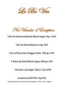 Carte et menu de Le Bo'Vin à Saint Maur des Fosses — Les viandes d'exception