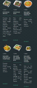 Menu Sushi soba - Les salades et ceviches