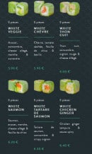 Menu Sushi soba - Les fresh rolls et white rolls