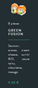 Menu Sushi soba - Le green fusion