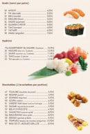 Carte et menu de Tomokazu à Saint Maur des Fosses — Les sushis, sashimis et brochettes