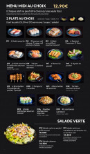 Carte et menu de Izu Sushi à Fontenay Sous Bois — Menu midi au choix et salades