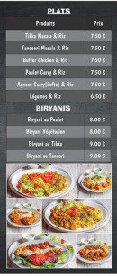 Carte et menu de Les Saveurs Du Penjab à Fontenay Sous Bois — Les plats et biryanis