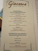 Carte et menu de Giacomo à Nogent sur Marne — Cocktails